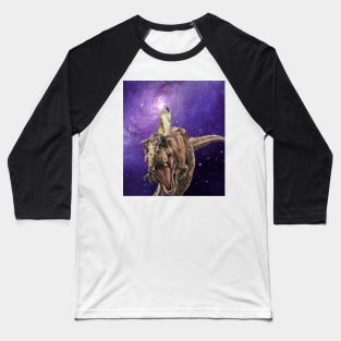 a cat riding a dinosaur at the sky! Baseball T-Shirt